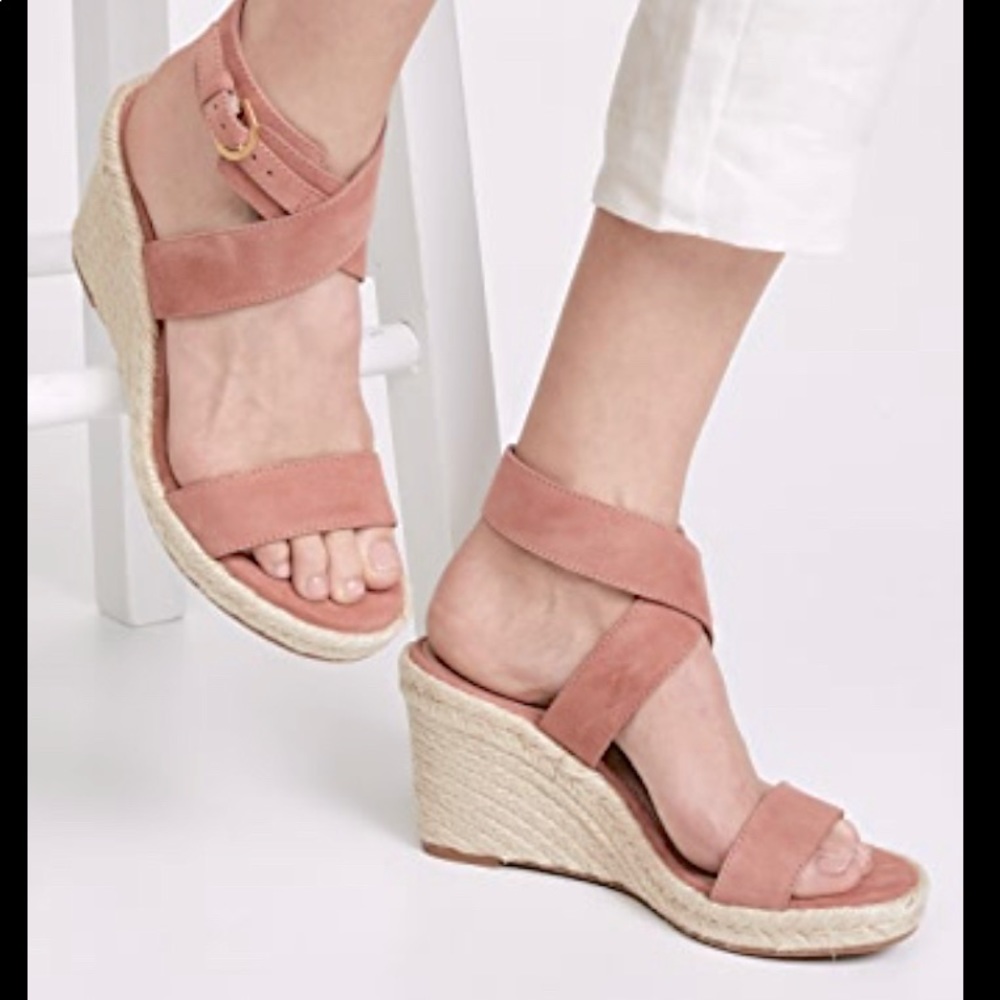 Stuart Weitzman Lexie Wedge Espadrilles in Roseclay Suede, size 36
